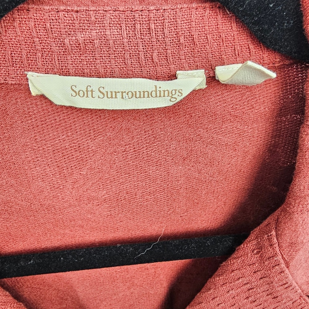 Soft Surroundings Women's Textured Button Front Blazer Coral Pink OrangeSize 10 - Picture 6 of 10